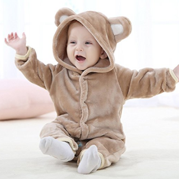 Piżama dziecięca z kapturem, flanelowa, polarowa, figowa, bez stóp (2)