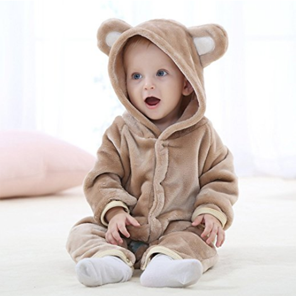 Piżama dziecięca z kapturem, flanelowa, polarowa, figowa, bez stóp (5)