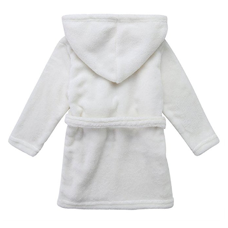 Детски халат с качулка, фланелен полар, едноцветен (4)