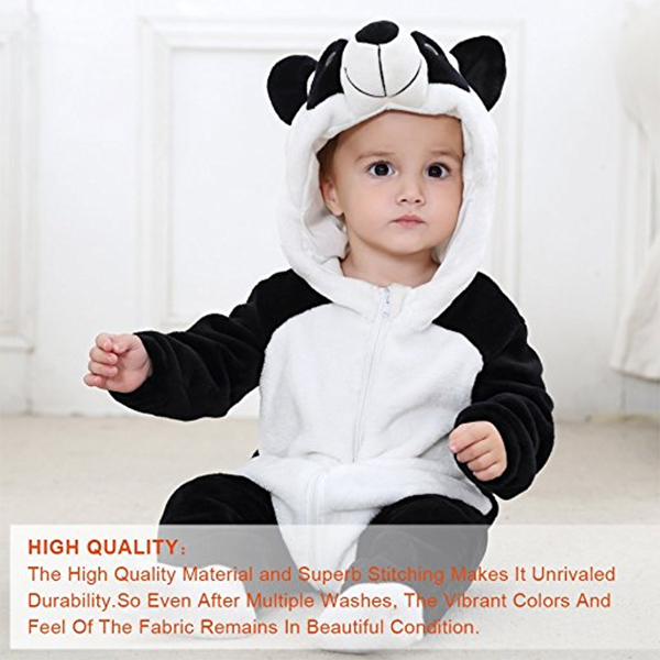 Combinaison bébé unisexe, costume d'animal, barboteuse à capuche en flanelle (2)