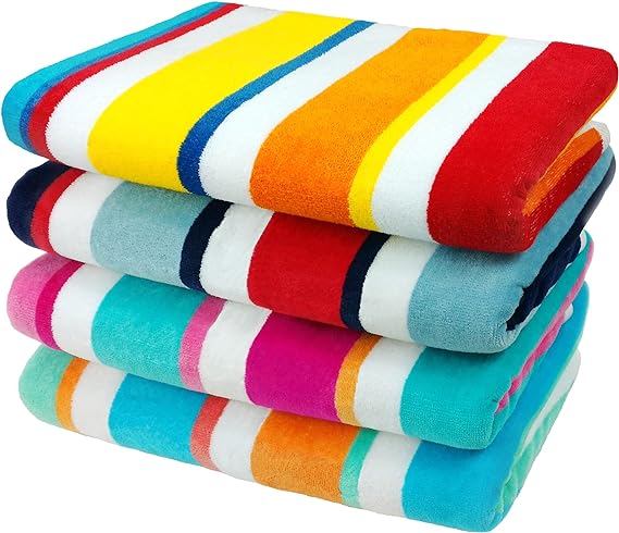 China Colored Classic Multi-Color Stripe Beach & Pool Towel Large