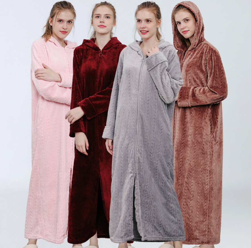 Buy BELLOO Ladies Soft Fleece Dressing Gown Full Length Fluffy Bathrobe Zip  Up Online at desertcartParaguay