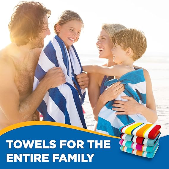 China Colored Classic Multi-Color Stripe Beach & Pool Towel Large