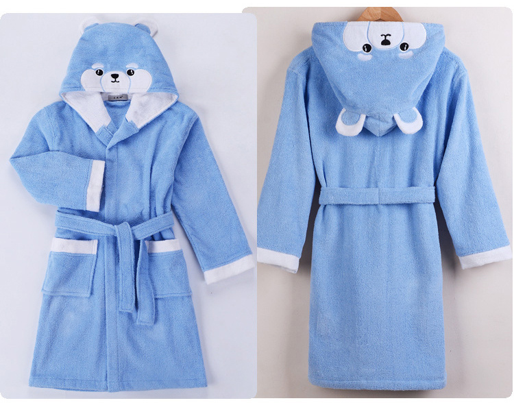 Hooded Bathrobe Soft Absorbent Cotton Cute Animal For Boys Girls (1)