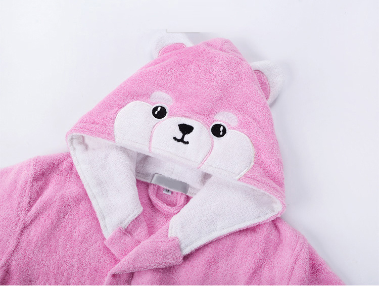 Hooded Bathrobe Soft Absorbent Cotton Cute Animal For Boys Girls (3)