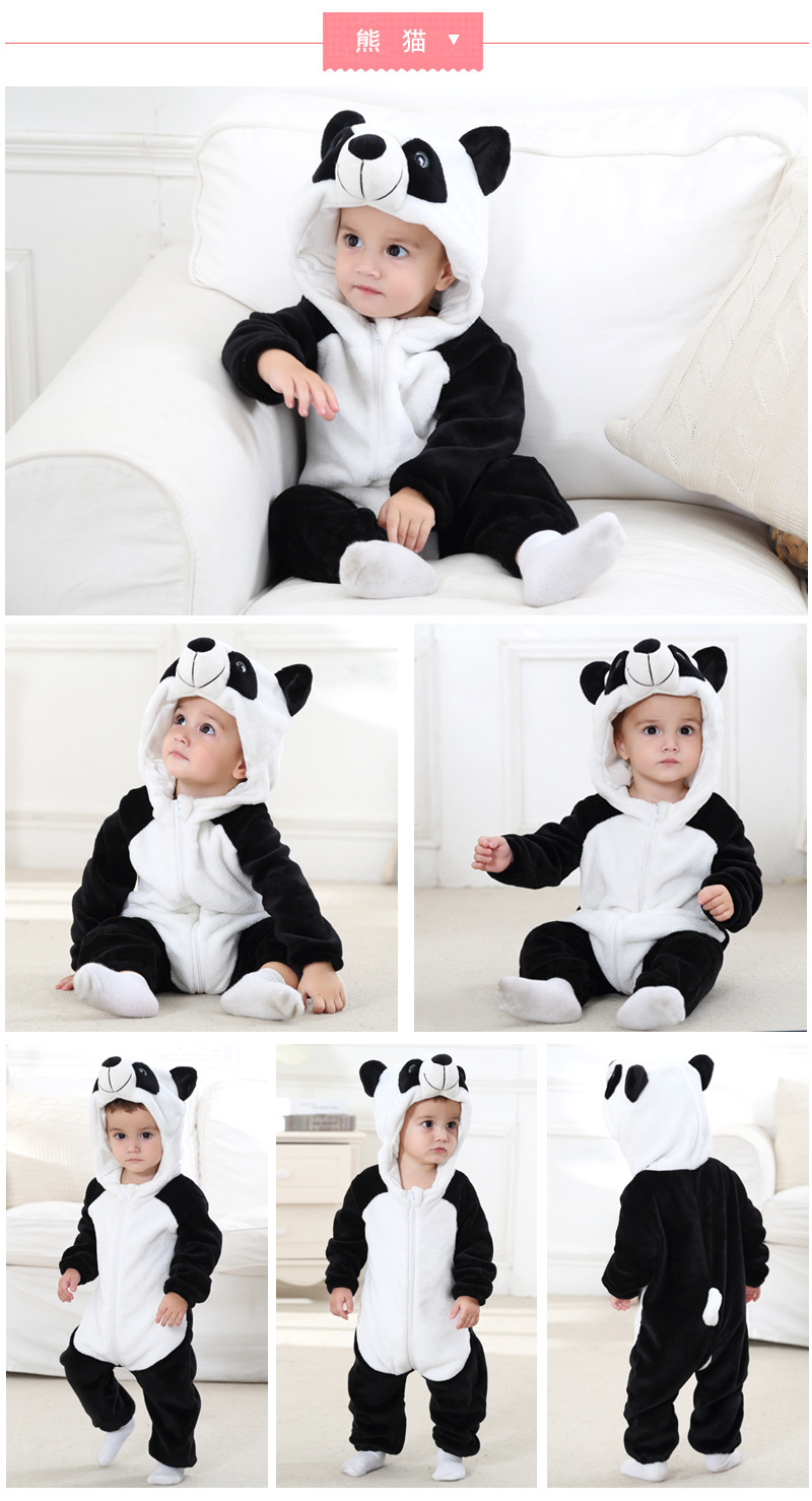 unisex baby jumpsuit animal costume flannel hooded romper  (1)